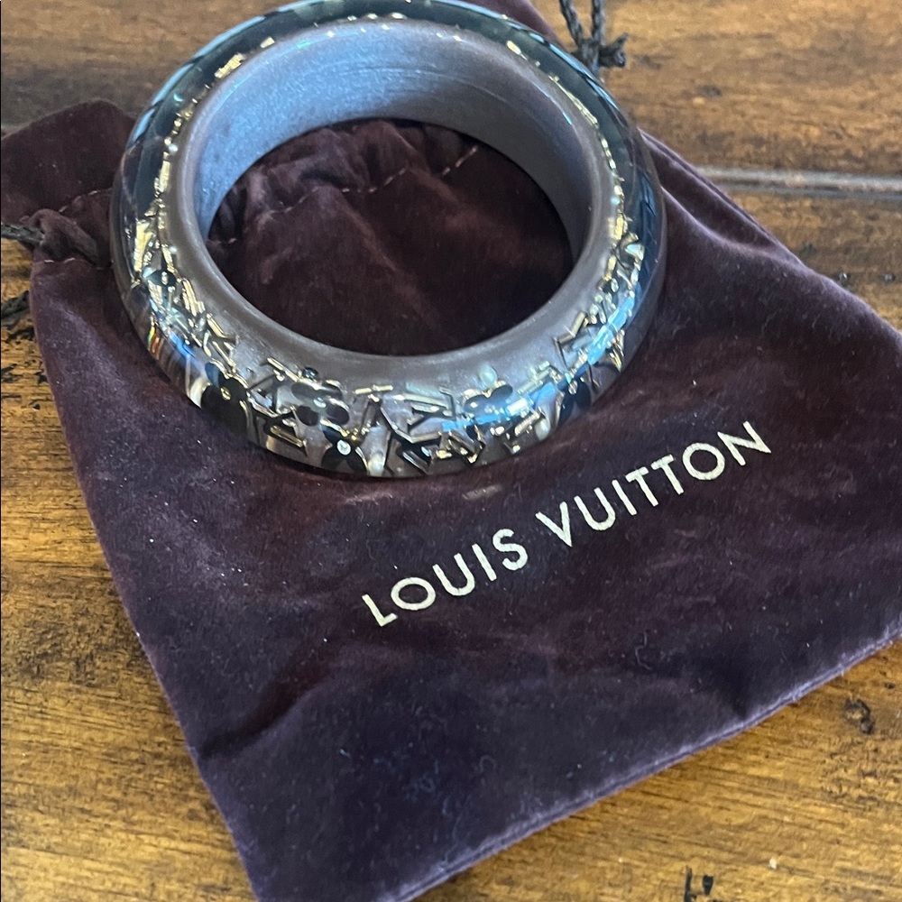 Louis Vuitton Brown and Gold LV Resin Floral Bangle